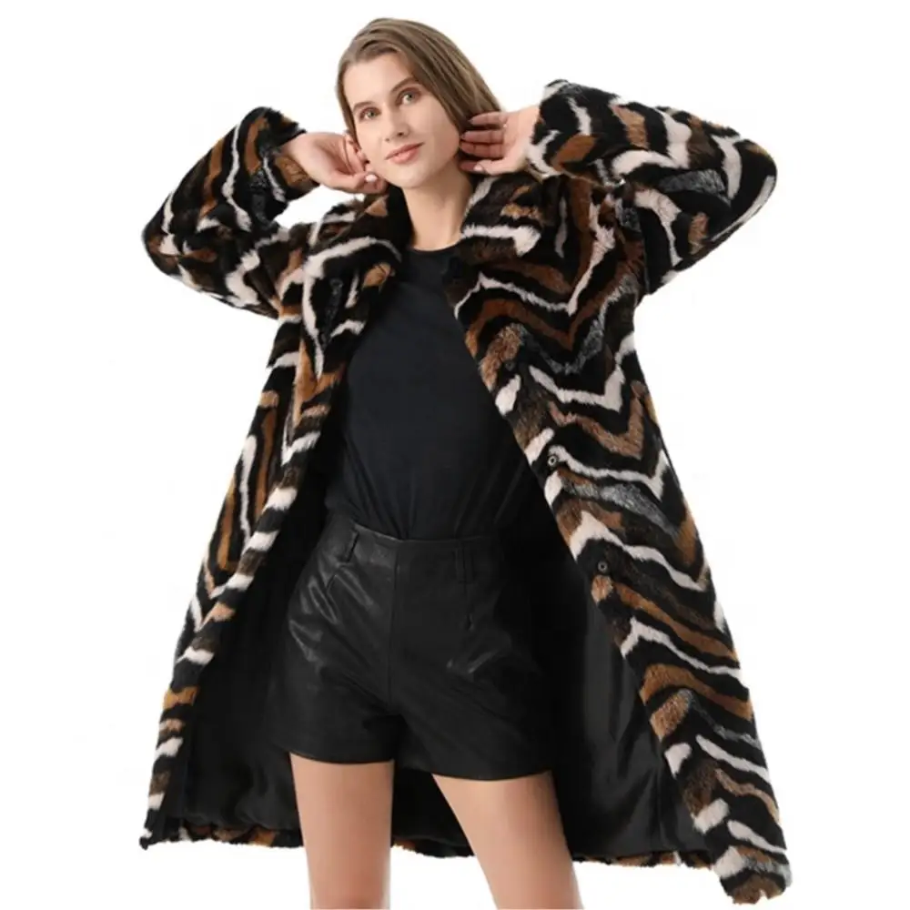 Women Winter Luxury Real Fur Long Coat Fluffy Single Breasted Lapel Real Fur Jacket Leisure Thermal Soft Fur Ladies Windbreaker
