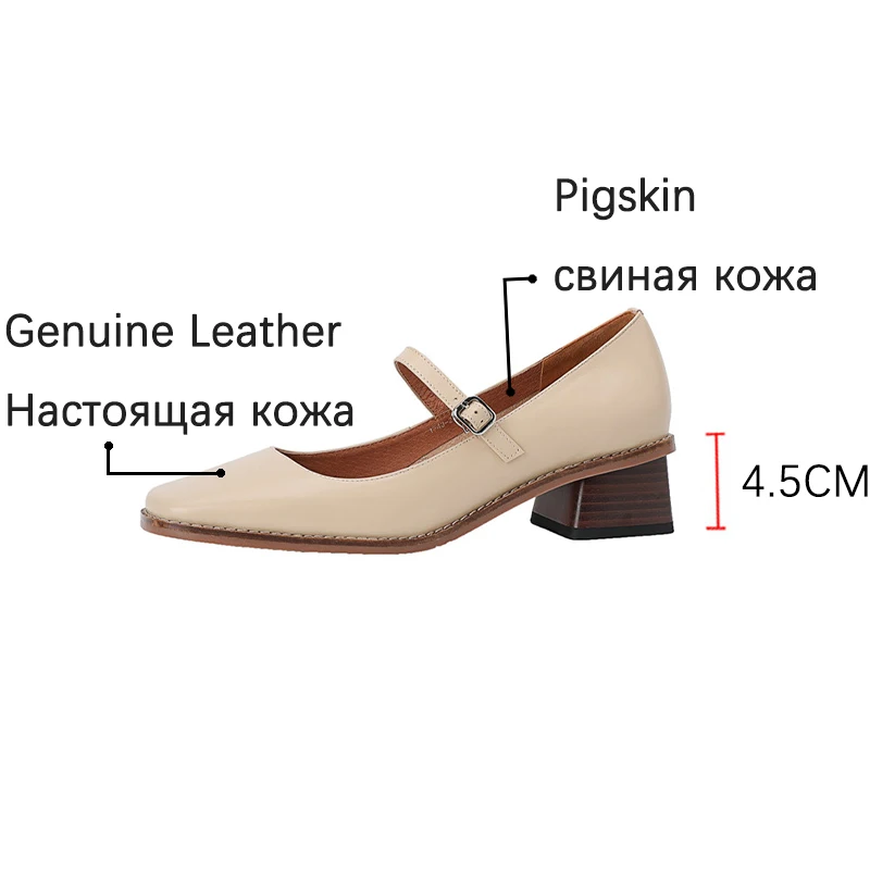 Женские Туфли Мэри Джейн туфли из натуральной кожи на низком каблуке с пряжкой и