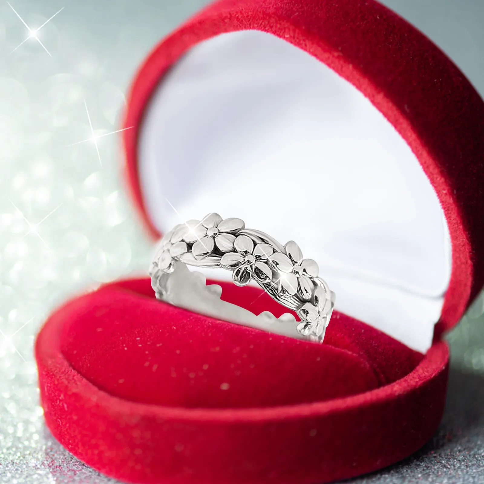 

Flower Shape Around Rings Women Fashion Trend Full Flower Ring Ladies Jewelry Diamond Rings For Pack of Rings for Teen Girls