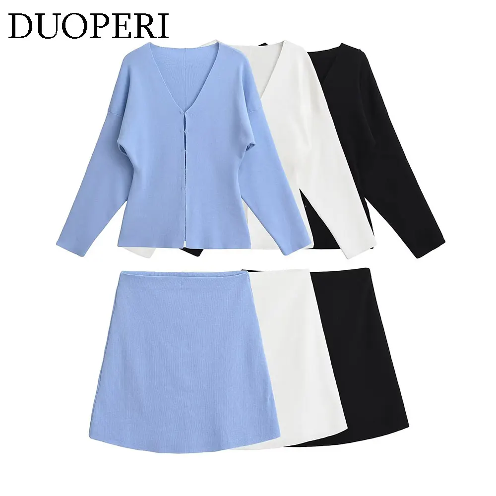 Элегантный женский вязаный модный комплект с мини-джабой высокой талией и топом