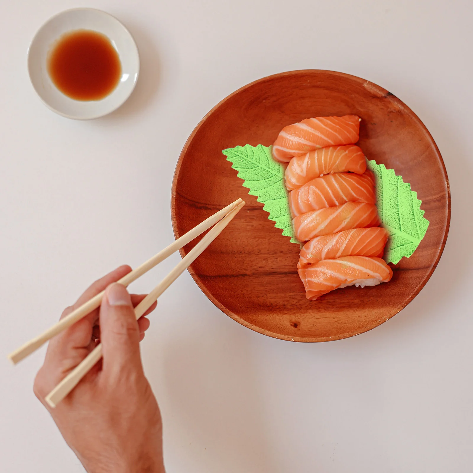 

Sushi Leaves Decoration Plate Sashimidecorations Japaneseleaf Green Dish Fake Mat Ornament Decorative Coasters Tropical Ice