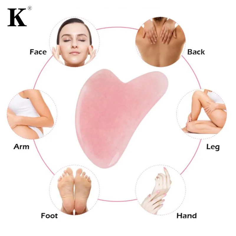

3/5pcs Natural Jade Gua Sha Scraper Board Massage Rose Quartz Jade Guasha Stone Face Neck Skin Lifting Wrinkle Remover