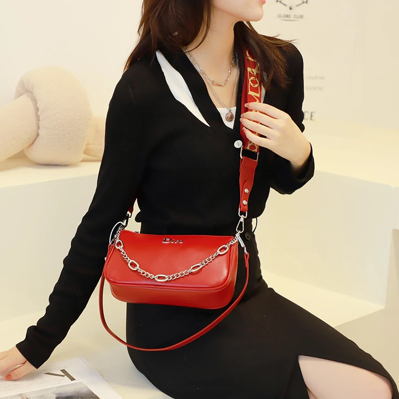 Small Mini Bag Underarm Chain Bar Alligator Women's 2023 Spring New Single Shoulder Messenger Bag Armpit Leather Bag Genuine