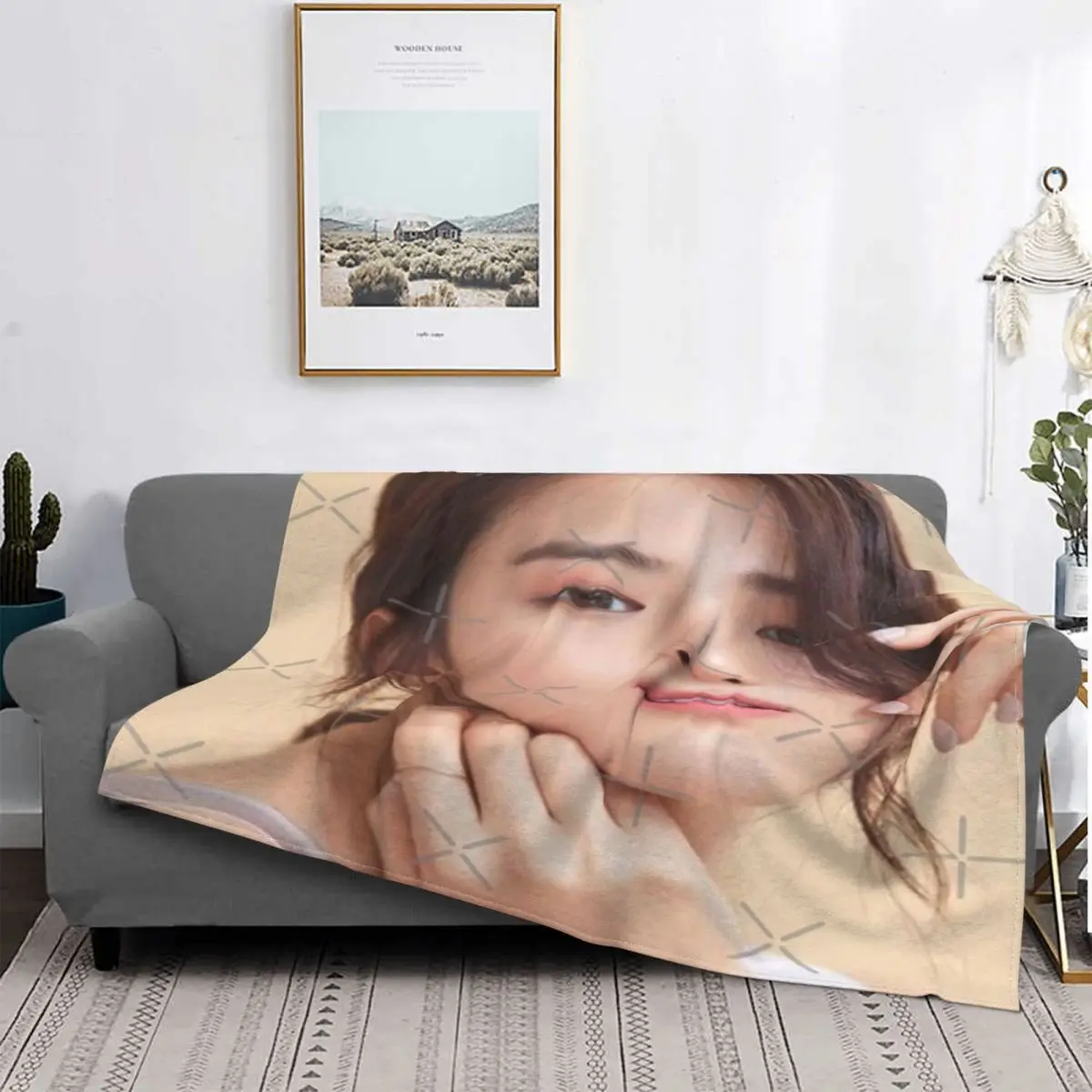 

Han So Hee V8-Manta a cuadros para cama, colcha de lana, mantas para camas