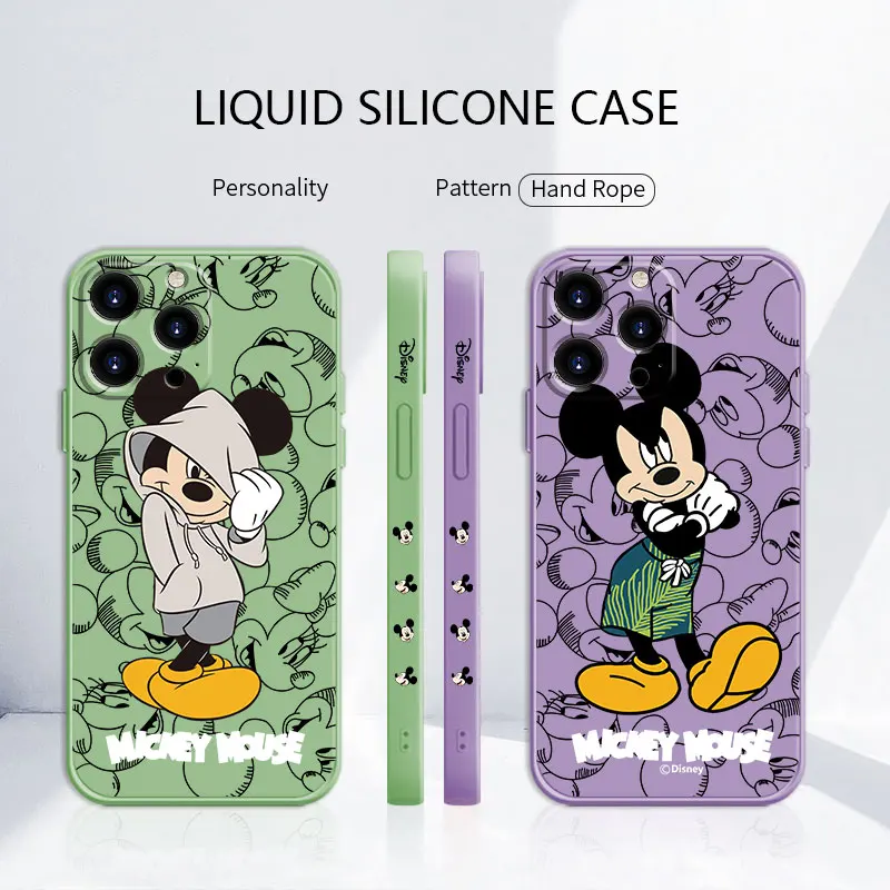 

Fashion Show Mickey Candy Color Silicone Case For iPhone 13 12 11 Pro Max Mini X XR XS Max 7 8 6 6s Plus SE Liquid Cover