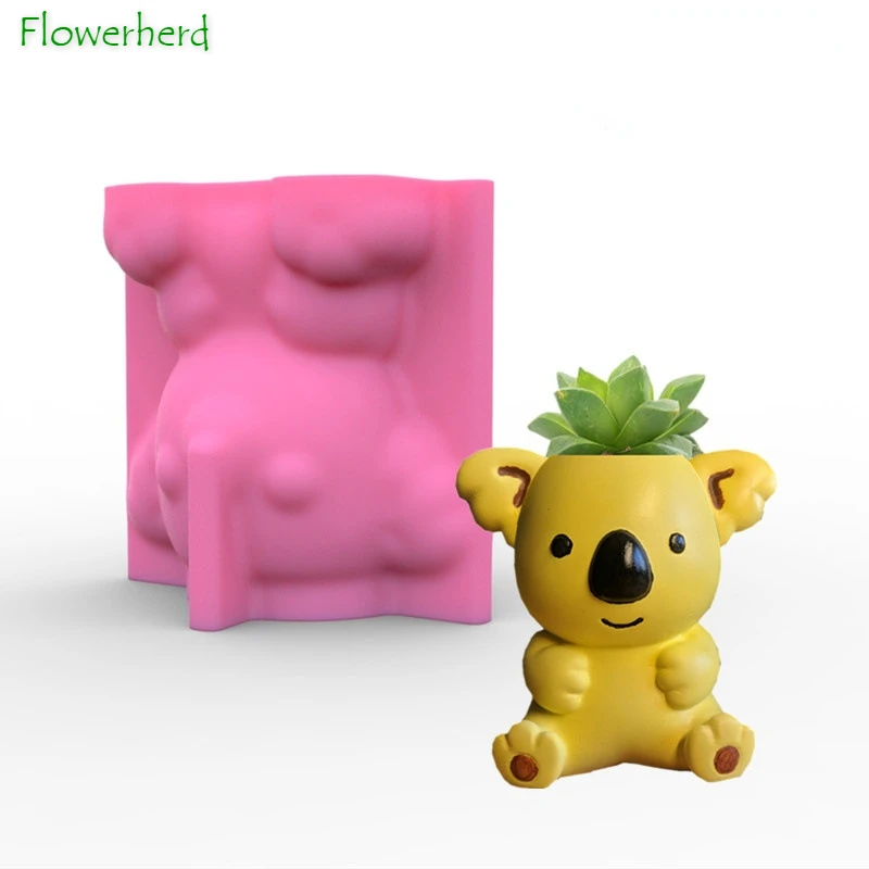 

Koala Flower Pot Silicone Mold Home Decoration Tools Succulent Flower Pot Resin Concrete Vase Mold Silicone Mold for Concrete