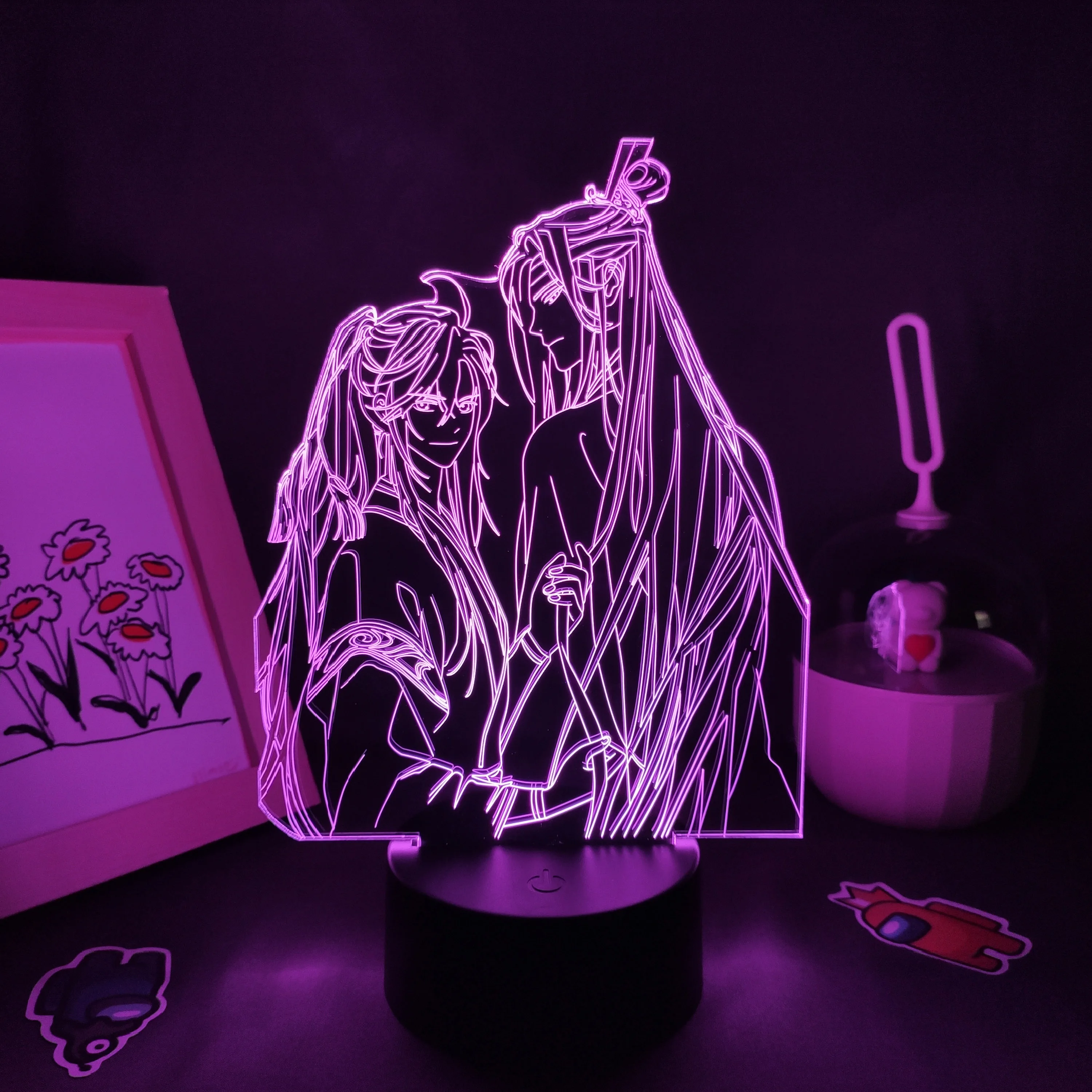 

Mo Dao Zu Shi BL Anime Novel Figure 3D Led Night Lights Cool Gift For Friends RGB Neon Lava Lamp Bed Room Table Manga Decoration