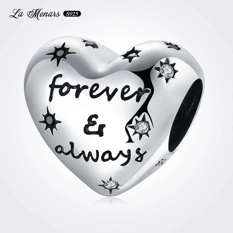 

Изящные Ювелирные изделия Forever Always с надписью в форме сердца, подходящий для оригинального бренда, браслет с подвесками, подлинное серебрян...