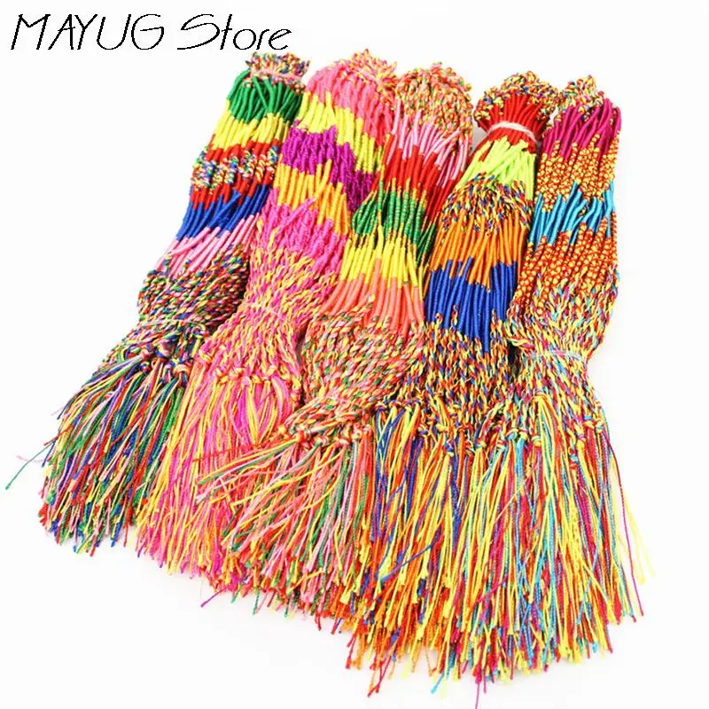 

200pcs/lot Handmade Braid Weave Rope Bracelets Fashion Friendship Strands Bracelet Boho Jewelry Adjustable Random Mix Style