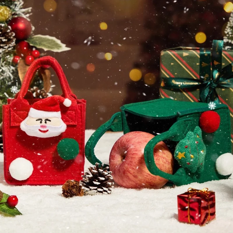 1 шт. милая рождественская сумка в виде яблока мини-фетровая для хранения конфет