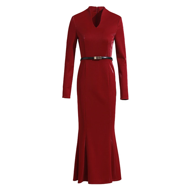 Рисунок 6 - Новый Женщины Бордовое платье Весна