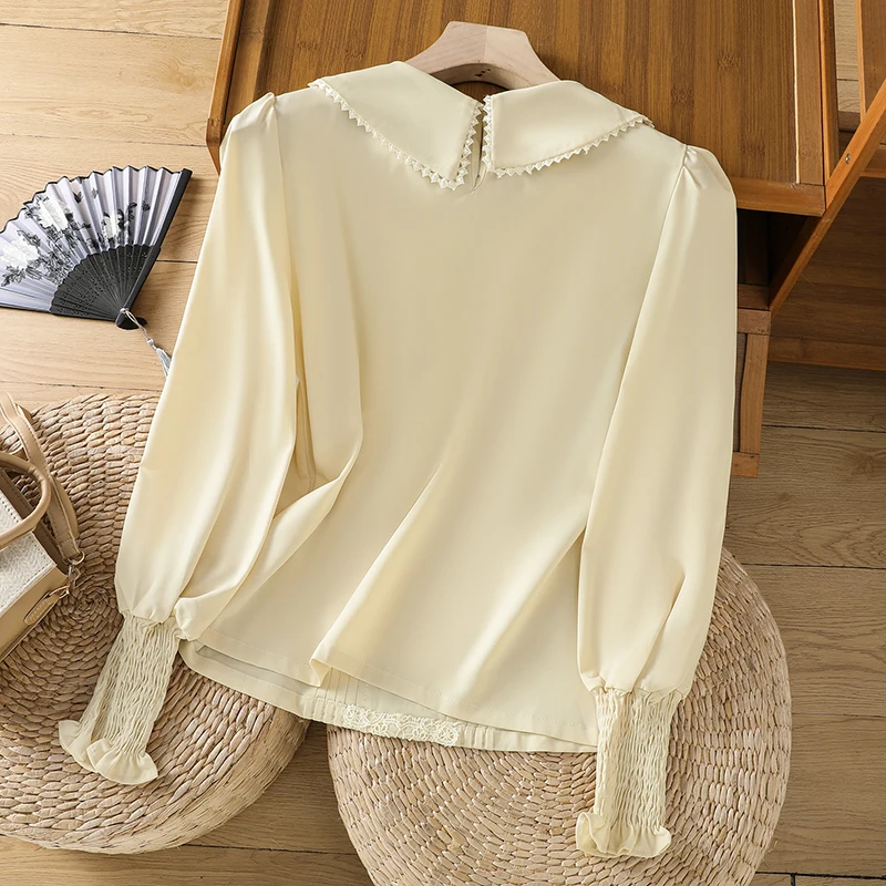 Винтажная блузка с длинными рукавами и цветочной вышивкой для девочек Mori женская