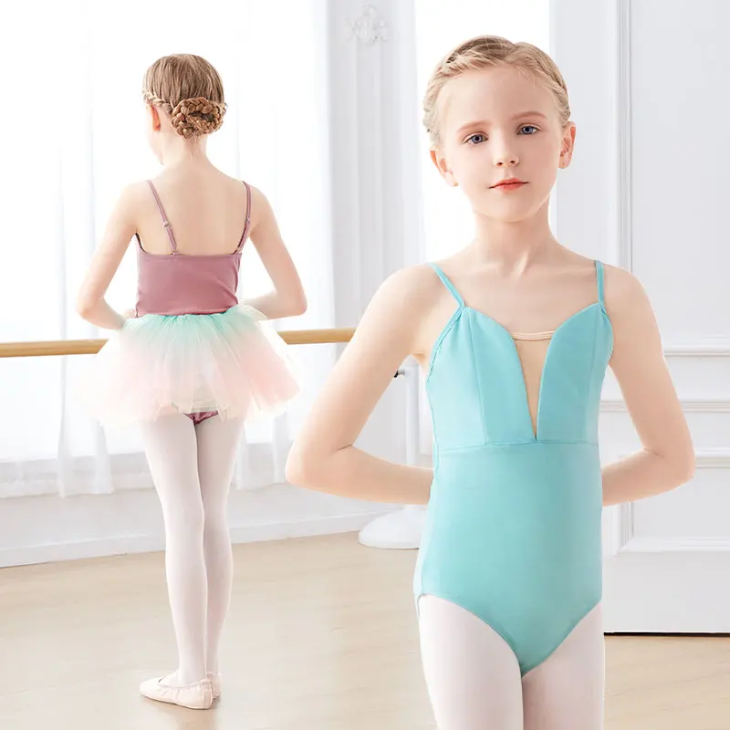 Gymnastics Leotard Girls Camisole Straps Ballet Leotards Cotton Dance Leotard Dancing Bodysuit For Girls Swimsuit