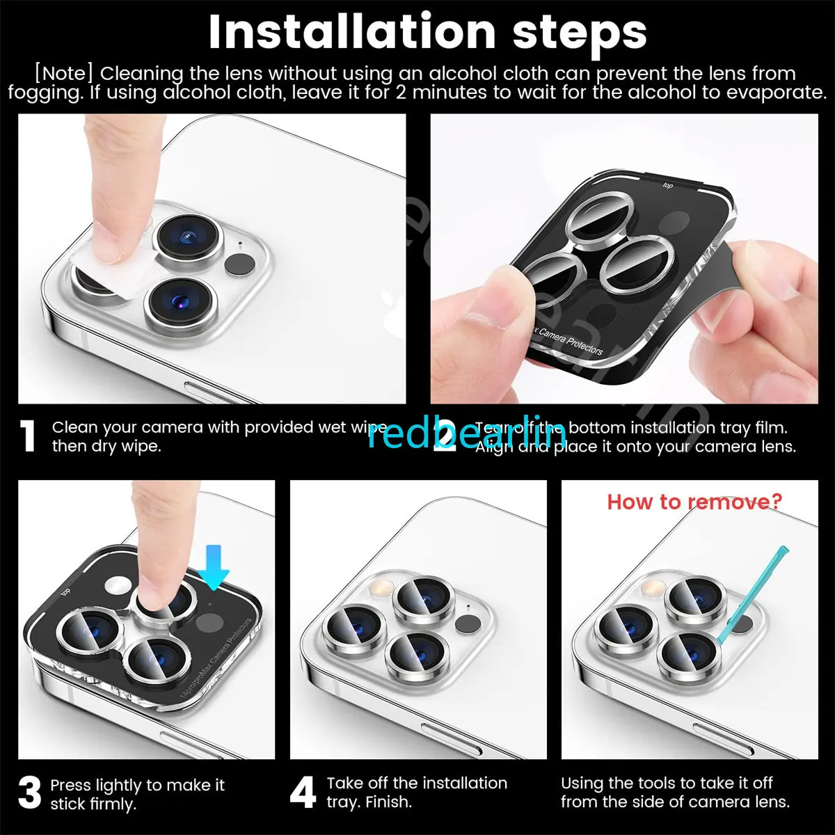 100PCS Quick Stick Installation 3D Camera lens Protector Cover For Iphone 11 12 13 14 Pro 14 Pro max Camera lens Tempered screen