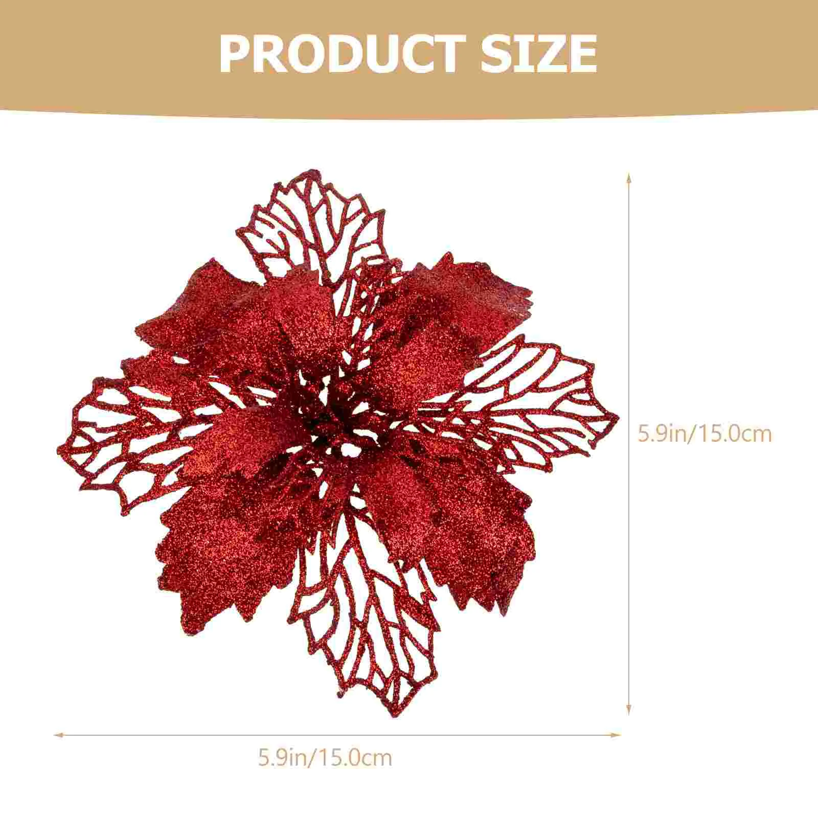 

Christmas Poinsettia Flower Flowers Glitterartificial Tree Wreath Ornament Decor Faux Decorations Wedding Party Fake Decorative