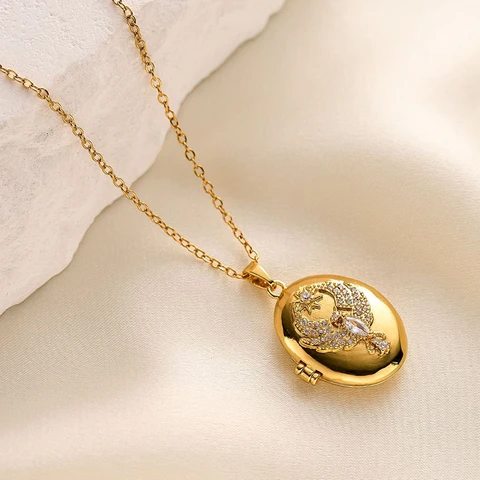 ANENJERY Серебряное ожерелье с фоторамкой