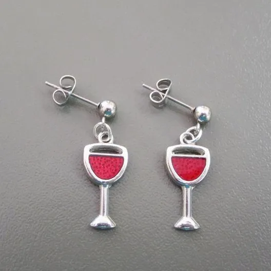 

New Products Hot Selling Fashion Trend Jewelry Creative Design Red Wine Glass Pendant Earring Jewelry