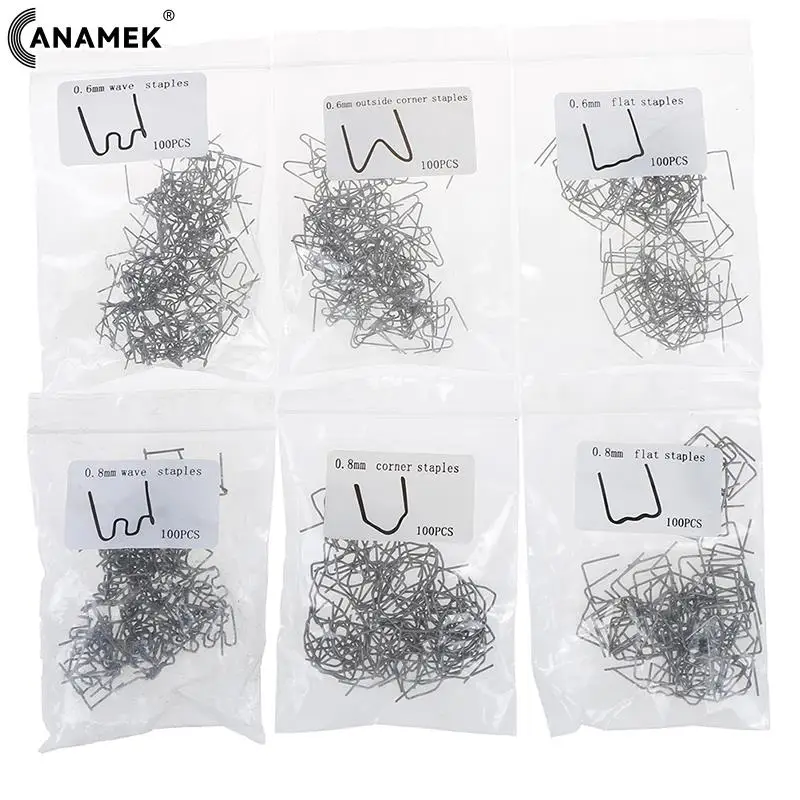 

Universal 100 Pcs/Set Precut 0.6mm-0.8mm Hot Wave Flat Staples For Plastic Stapler Repair Welder Repair Tool