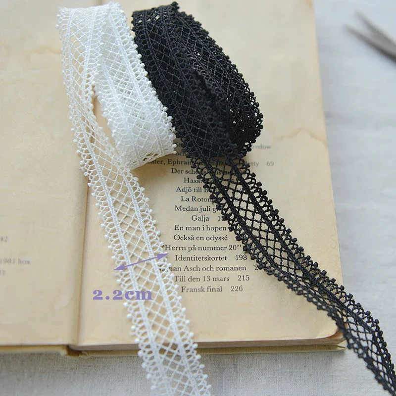Лента для волос 2 м/лот черно-белая Ширина 22 мм кружевная лента из сетки