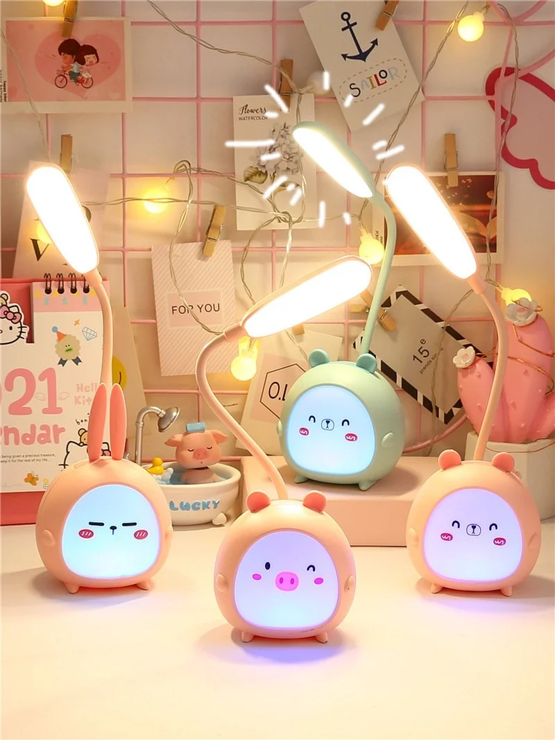 

Kawaii Mini Anime Rabbit Bear Bear Deer Charging Eye Protection Reading Light Girl Student Dormitory Bedroom Bedside Night Light