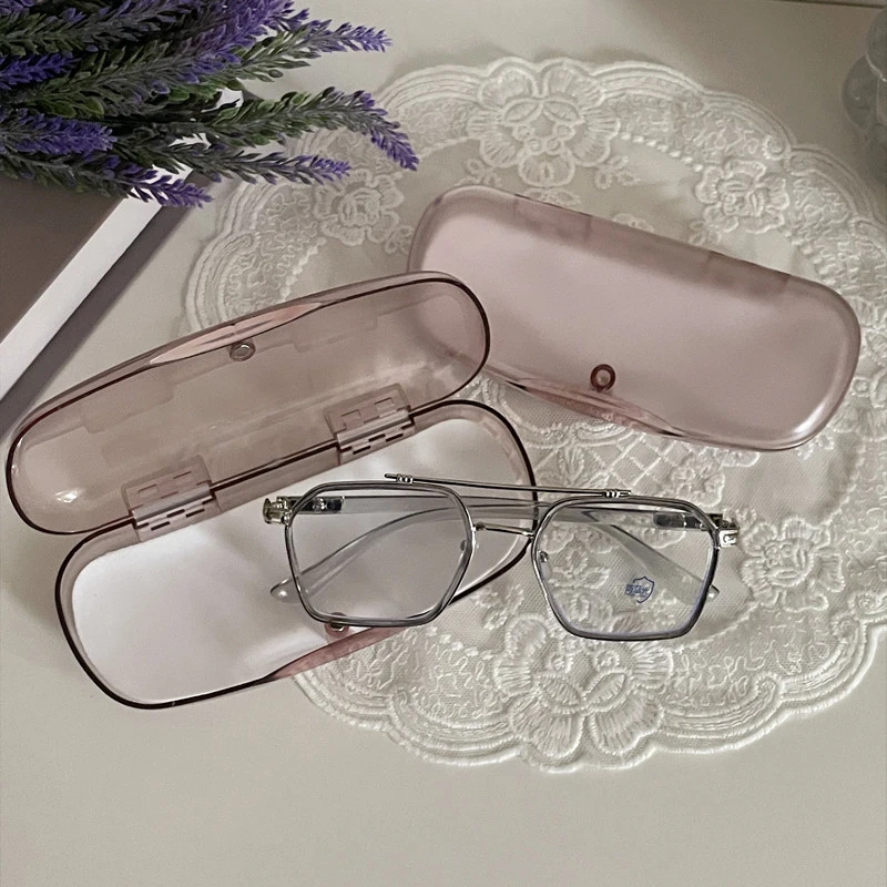 

New Translucency Glasses Storage Box Hard Plastic Portable Sunglasses Case Eyewear Glasses Oval Box Glasses Protective Holder