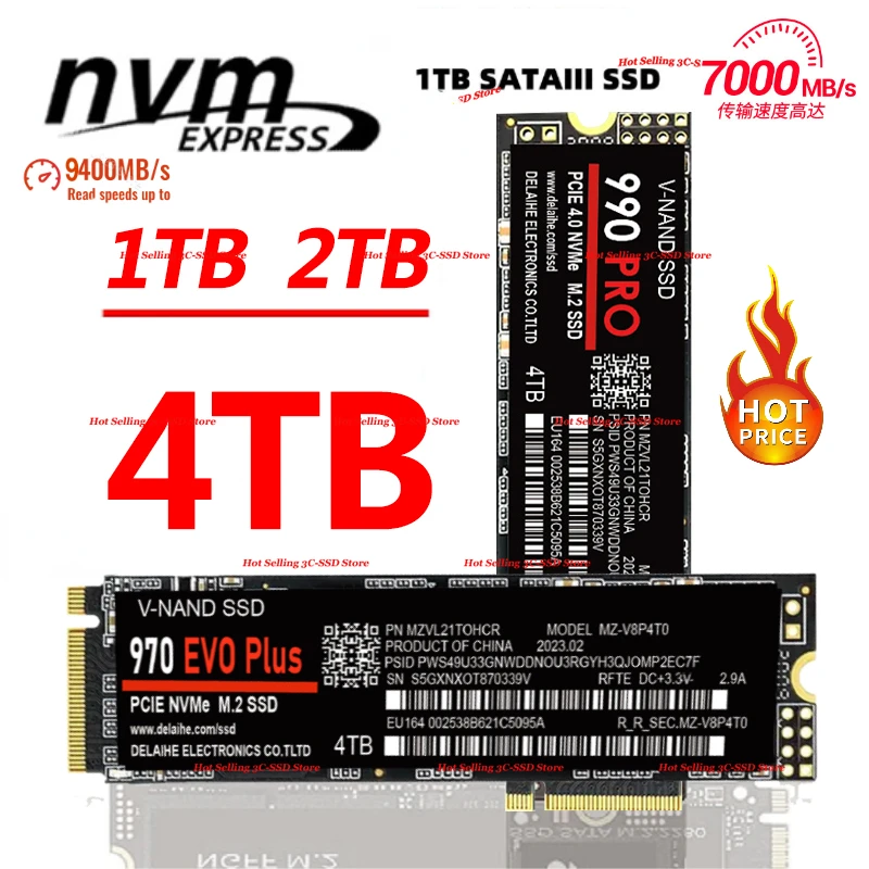 

4TB SSD M2 NVMe 500GB 980 EVO Plus 250GB Internal Solid State Drive 1TB Hdd Hard Disk 990 PRO M.2 2TB for Laptop Computer