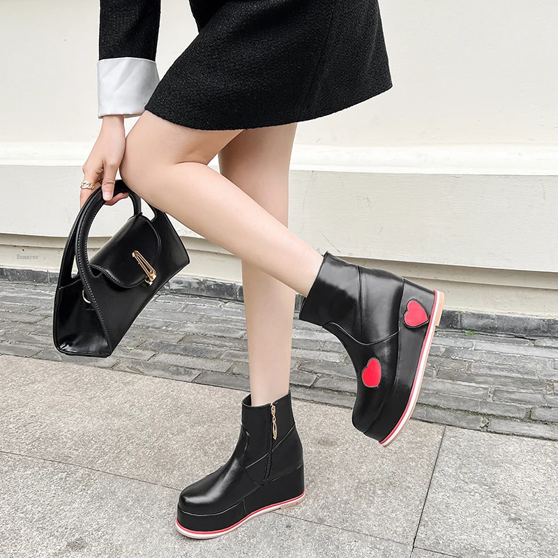 

love Platform Wedges Boots For Women Fashion Ankle Chunky Boots Goth Gothic Brand New 2022 Fashion Popualr Style Shoes ComfyPunk