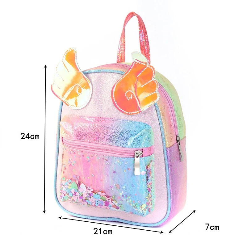 New Colorful Children Schoolbags In Kindergarten Girls Princess Rainbow Laser Backpacks Baby Cartoon Sequin Backpack Sac Licorne