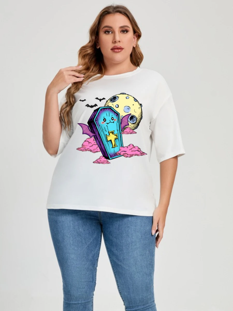 Женская хлопковая Футболка с принтом надгробия размеры до 6XL