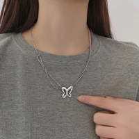 titanium steel hollow butterfly pendant necklaces for girls women fashion clavicle chain necklace female jewelry friend gifts