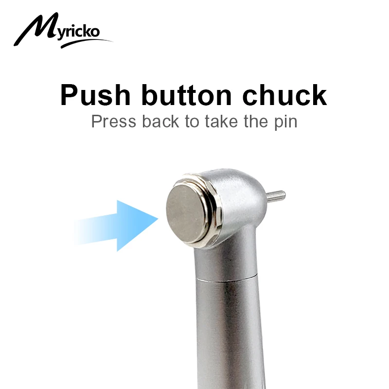 Myricko Dental High Speed Handpieces 2/4 Hole LED Light Push Button Spray Standard Head Triple Water Air Turbine Dentist Tools