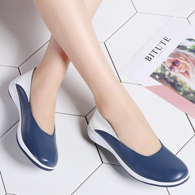 

New Spring Loafers Women Flat Shoes Genuine Leather Breathable Moccasin Woman Slip on Ladies Casual Flats Moccasins