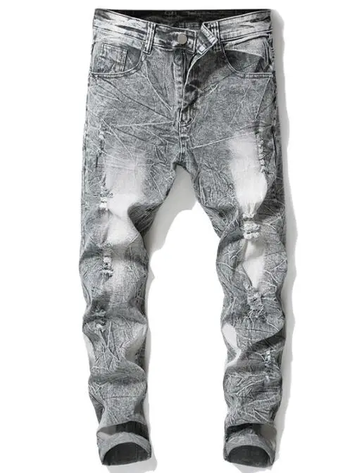 VXO Mens Jeans Retro Washed Slim Skinny Biker Classic Casual Denim Male Red Gray Trousers Pencils Denim Pants Size 28-42