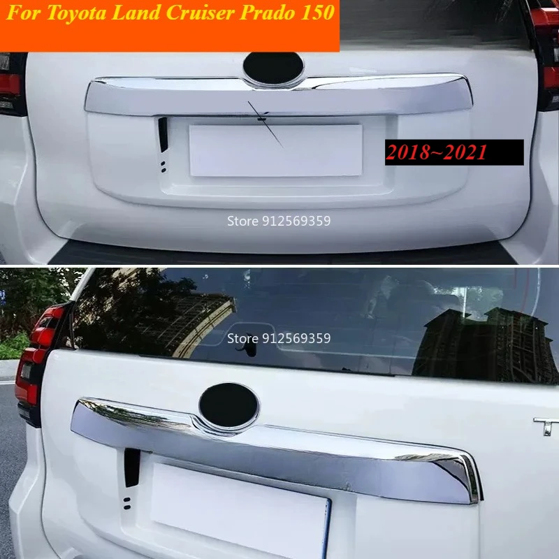 Фото OUY для Toyota Land Cruiser Prado 150: хромированная накладка на заднюю дверь, декоративная полоса на крышке багажника. №1