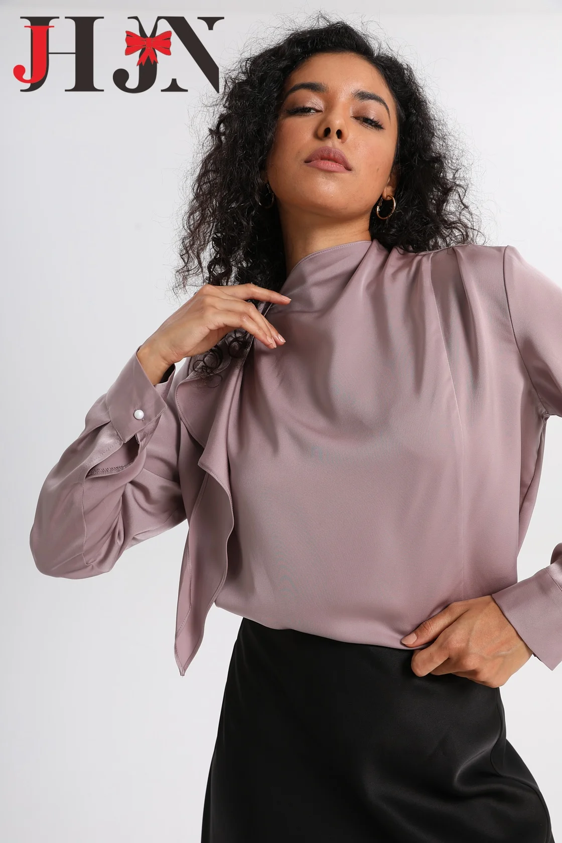 JHJN французские женские блузки элегантная рубашка в стиле ретро со шнуровкой и