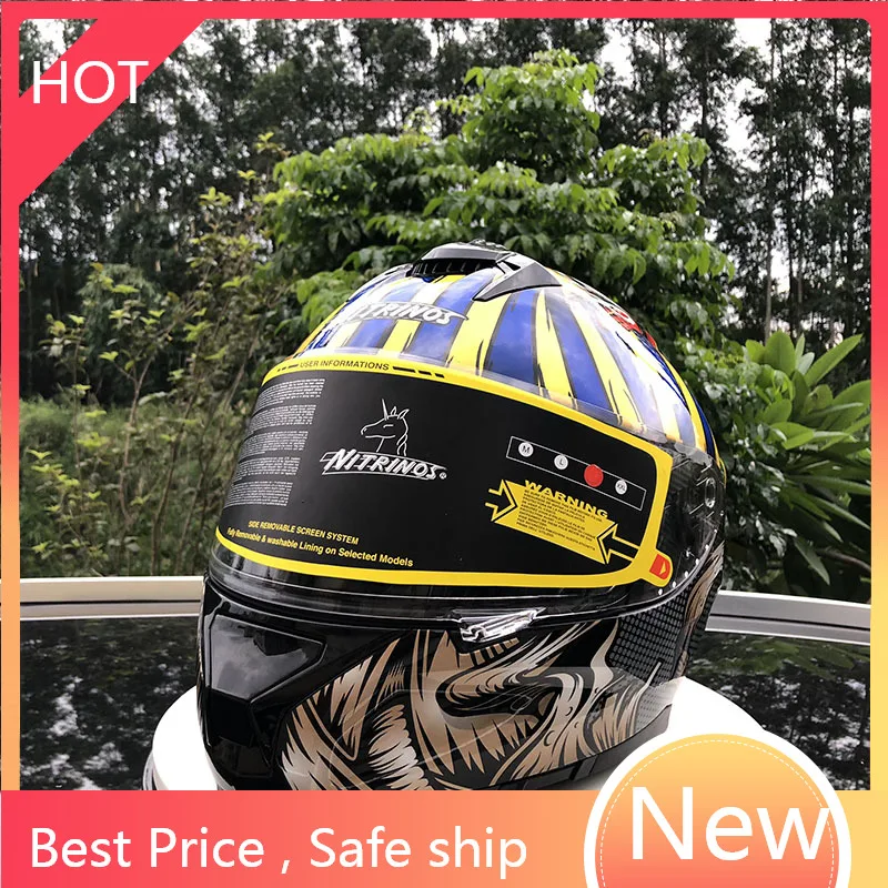 

winter season motorcycle helmet double lenses full face helmets racing motorbike filp up cool women riding casco helmet