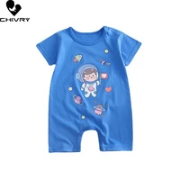newborn baby boys girls rompers summer short sleeve cute cartoon print button jumpsuit toddler playsuit infant one piece clothes