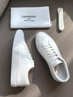 Couple Common Small White Shoes Women's Autumn 2022 New Flat Leather Fashion Casual Shoes Men's Single Shoes Mesh Red Board Shoe