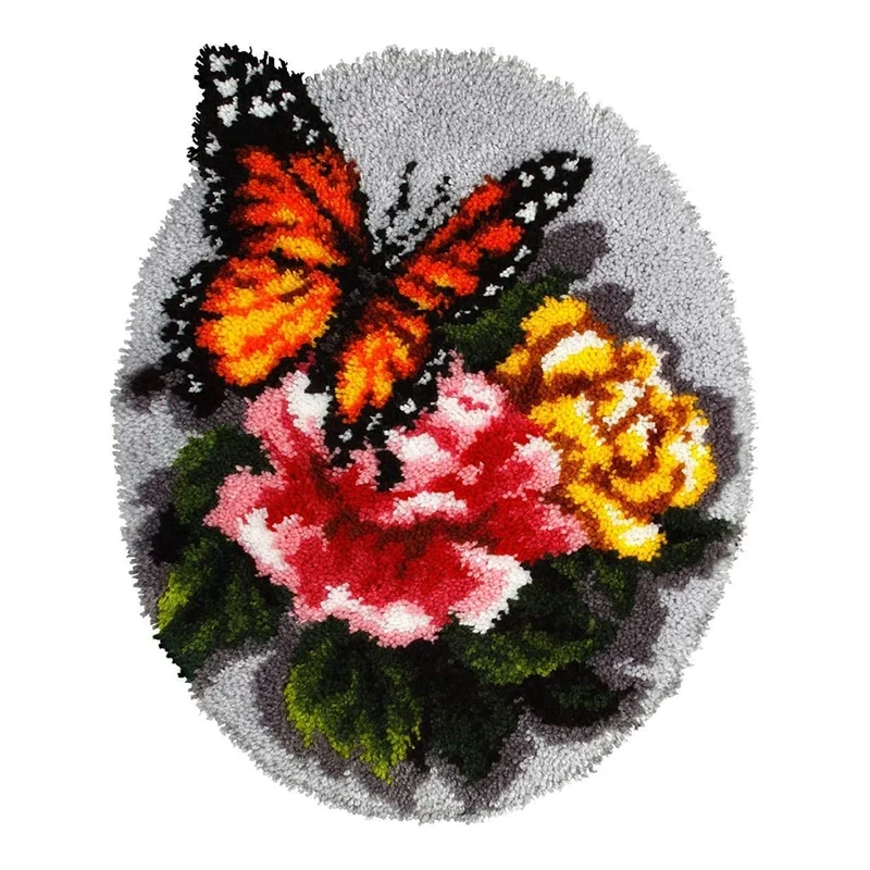 

Наборы пряжи для вязания крючком «сделай сам», набор крючков с застежкой, необработанный вязаный крючком коврик, набор подушек для вязания ...