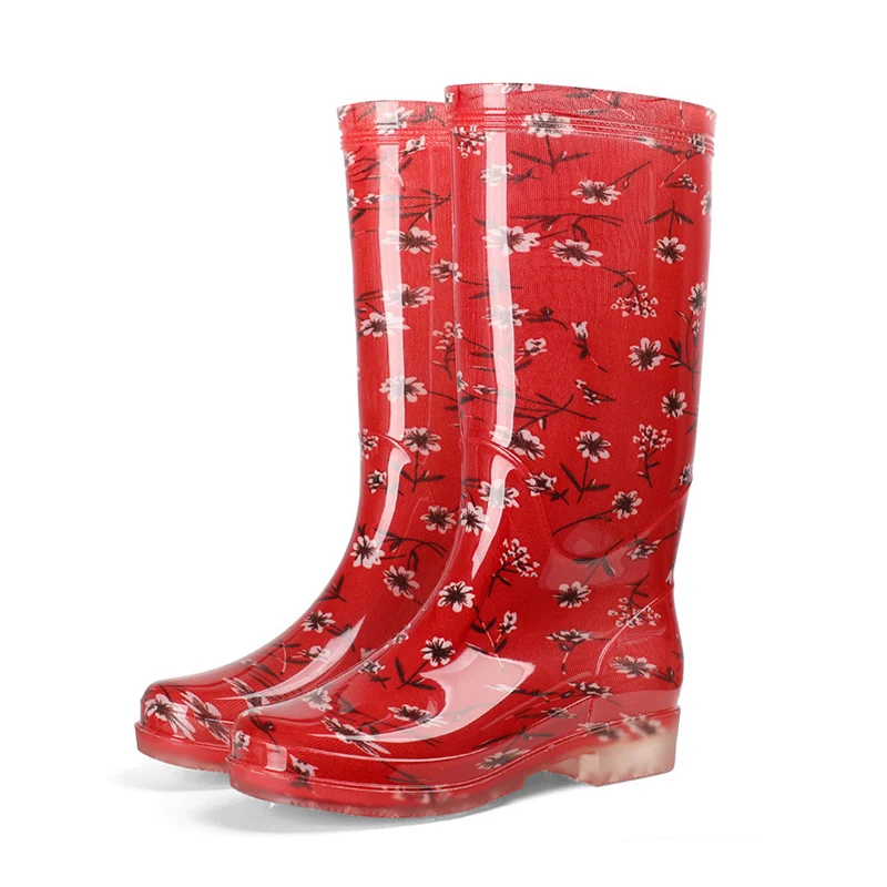 

Women's Galoshes Floral Print Rain Boots Women Waterproof Work Garden Water Shoes Ladies Non-slip Rubber Boot High Rain Shoes