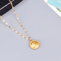 316l stainless steel sun coin necklace for women gold metal sun medal pendant choker femme adjustable chain