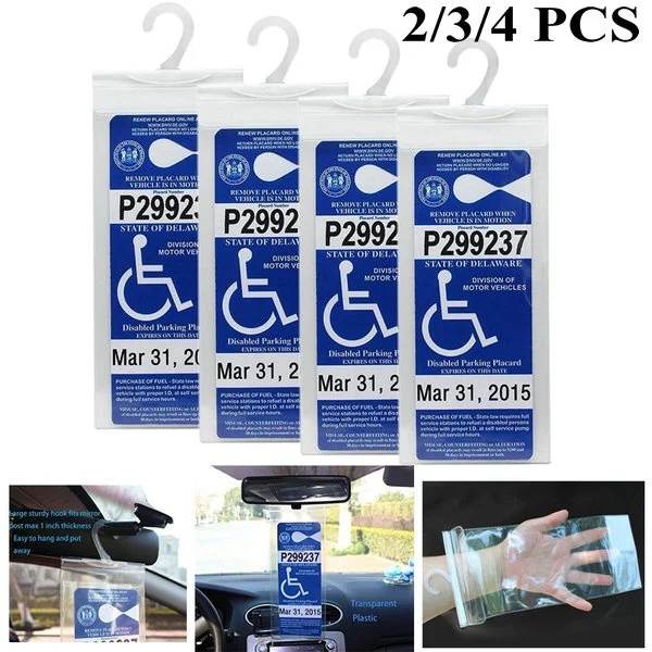 

Pcs Durable flexible plastic disability placard Handicap Permit Placard Protector Hanger Parking Car Holder Hang cover Sleeve