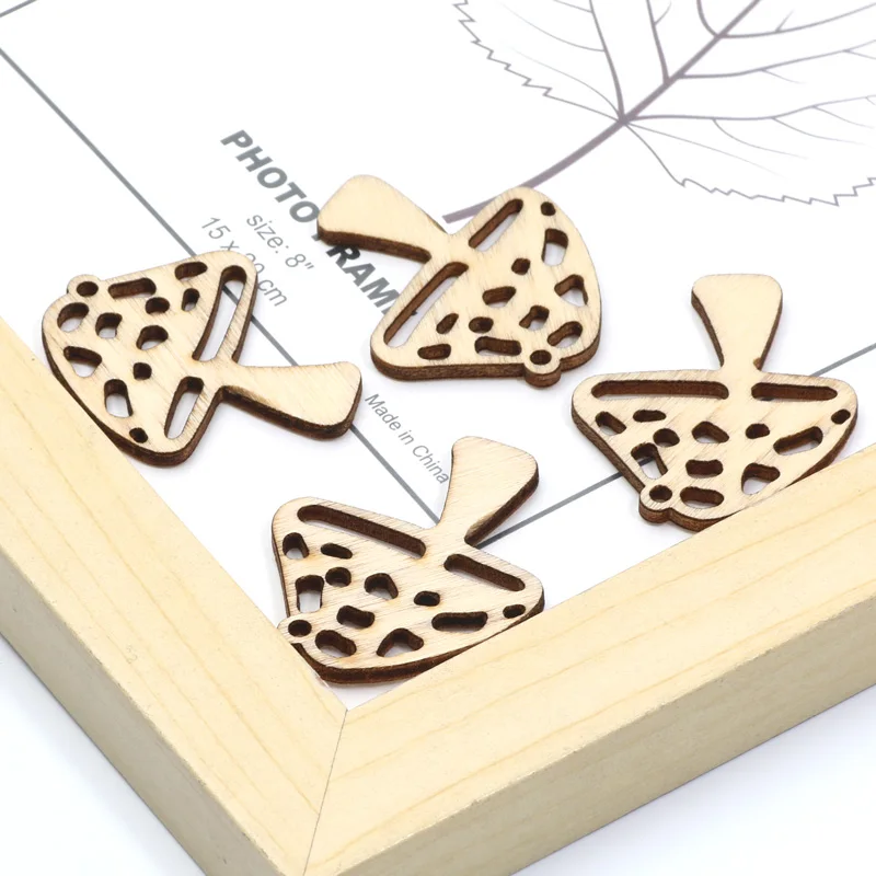 10 шт. 34x40 мм небольшие натуральные деревянные пустотелые грибы узор ломтик