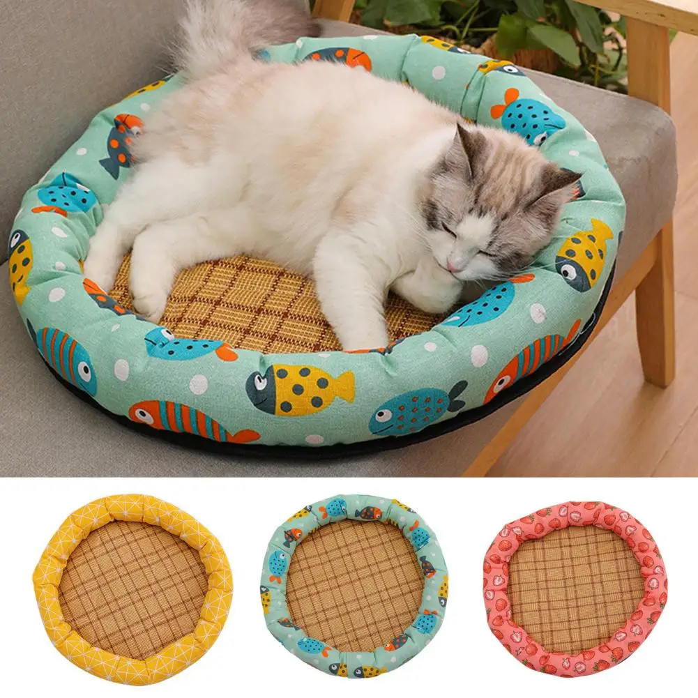 

Кровать для домашних животных с мультяшным принтом, удобная дышащая Нескользящая влагостойкая кровать для домашних животных, кошек, собак, ...