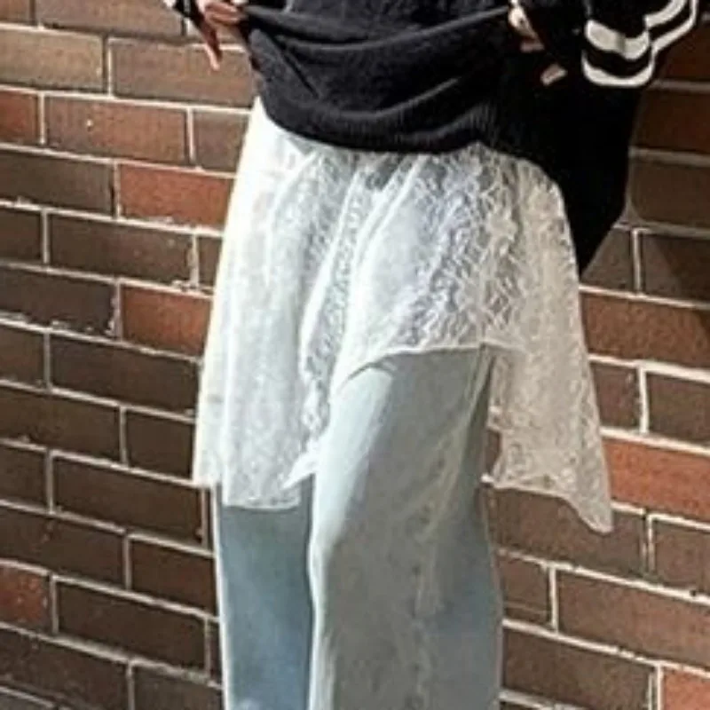 Женская асимметричная однотонная прозрачная юбка в корейском стиле