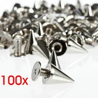 100pcsset silver cone studs and spikes diy craft cool punk garment rivets for clothes bag shoes leather diy handcraft