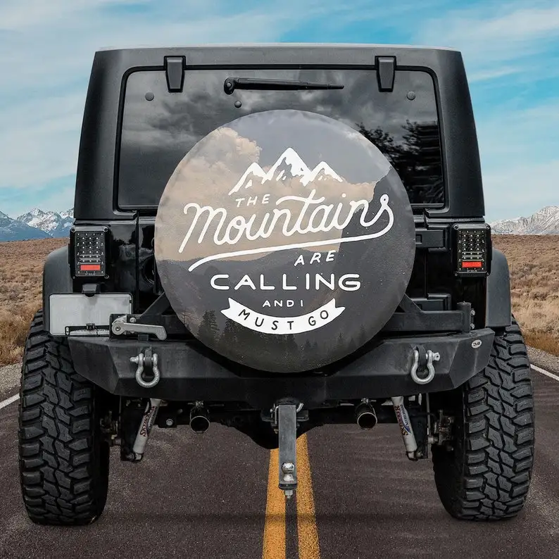 

Spare Tire Cover Camper With Or Without Backup Camera Hole, Mountains Are Calling I Must Go Spare Tire Cover For A Jeep Wrangler