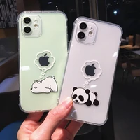jome cute bear panda animal phone case for iphone 11 12 13 pro max clear shockproof lens protection for iphone x xs xr 7 8 plus