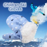 fashion children kids non slip thicken warm snow snowboard windproof waterproof long sleeved mitten children ski gloves