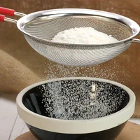 2 layer 32 fine mesh strainer sifter coffee fruit egg filter stainless steel flour sieve with long handheld screen mesh